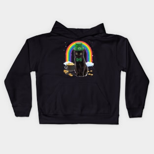 Black Cat St Patricks Day Leprechaun Costume Shamrock Girls Kids Hoodie